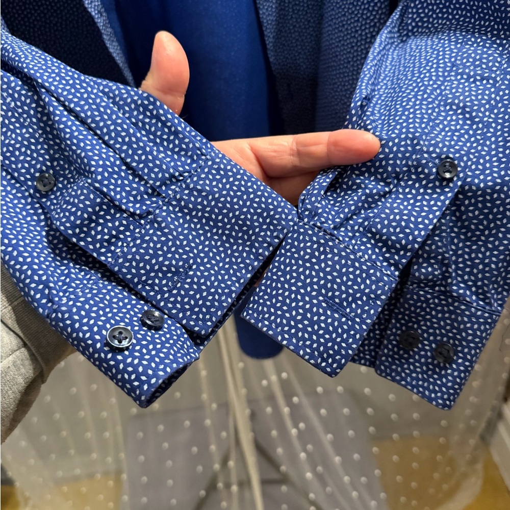 Michael Kors Navy Patterned Button Down Shirt - image 5